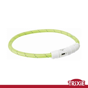 Ошейник для собак Trixie 12700 Flash Light Ring USB с подсветкой силиконовый зеленый размер XS-S 35 см/7 мм (TX-12700) 4053032127005