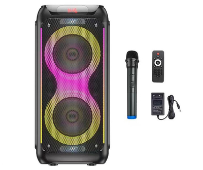 Bluetooth колонка HOCO DS54 RGB с микрофоном и пультом ДУ, черная