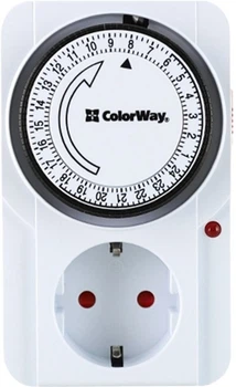 Таймер-розетка ColorWay CW-STM01-24H (16A/3680W) механічний добовий 24Н
