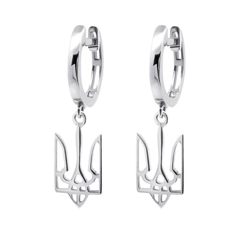 Сережки з білого золота Тризуб (з40024)