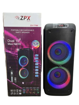 Колонка аккумуляторная ZPX ZX-7786 partybox c радиомикрофоном (250W/USB/BT/FM/TWS)