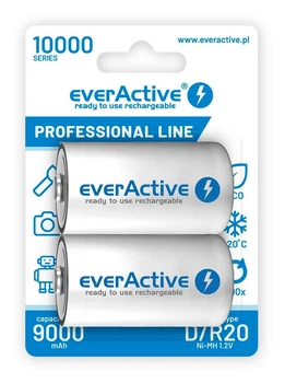Аккумулятор everActive Professional Line D/LR20, 9000mAh, LSD Ni-MH, блистер 2шт