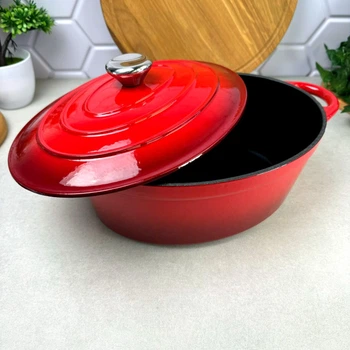 Чугунная гусятница 4.5 л Овальная Красная Ringel Essen для всех видов плит