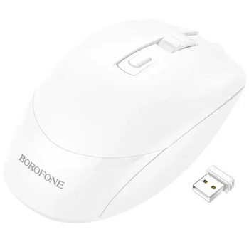 Wireless Мышь Borofone BG7 2.4G optical, 1000-1600 DPI, 1хАА Белый
