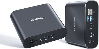 Мини ПК AEROFARA / AMD Ryzen 5 5600U / RAM 8GB / SSD 256GB / 2 х HDMI / LAN / Wi-Fi 6 / Bluetooth 5.3 / Windows 11 / Черный Б/В