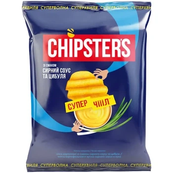 Чипсы картофельные волнистые Сырный соус с луком Chipster's 110г (4820182746468)