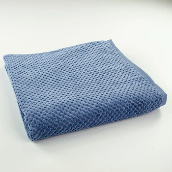 Банное махровое полотенце однотонное 70x140см Damask Премиум качества Жаккардовое с велюром 550г/м2 (Синий)