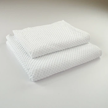 Набор махровых полотенец однотонных 2шт 50x90см, 70x140см Damask Премиум качества Жаккардовое с велюром 550г/м2 (Белый)