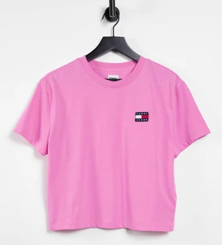 ЖІноча коротка футболка Tommy Hilfiger з логотипом Tommy Jeans, рожевого кольору, розмір L (76j3051)