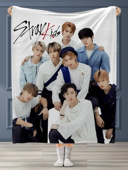 Плед с принтом Stray Kids Стрей Кидс/BTS Качественное с 3D рисунком 160х200 см.