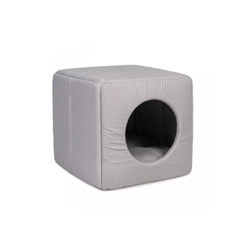 Будиночок-лежак для котів та собак Cube 40х40х37 см Сірий