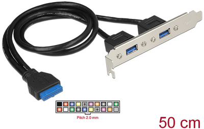 Adapter Delock 1 x USB 3.0 19-pin - 2 x USB 3.0 Type-A Black (84836)