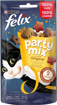 Ласощі для котів Purina Felix Party Mix Ориджинал Мікс зі смаком курки, печінки й індички 60 г (7613287631466)