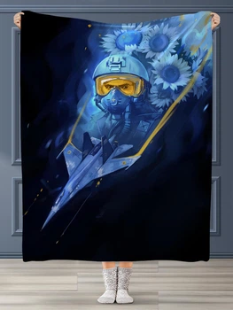 Плед с принтом призрак Киева Качественное покривало с 3D рисунком 160х200 см.