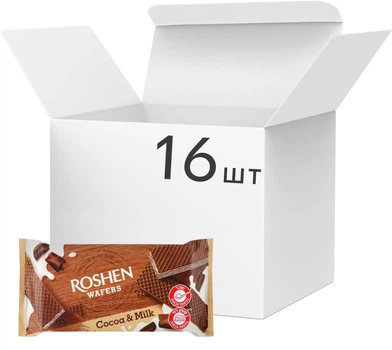 Упаковка вафель Roshen Wafers Какао-молоко 216 г х 16 шт (4823077632112)