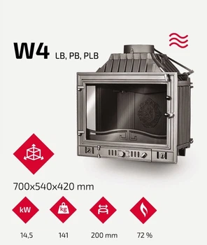 Каминная топка KAWMET W4 с левым боковым стеклом