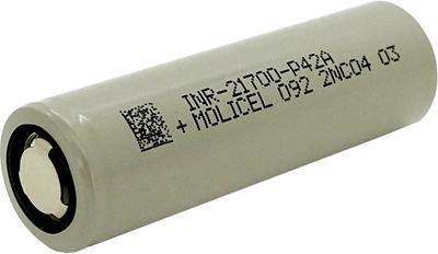 Аккумулятор Molicel 21700 Li-Ion INR-21700-P42A (B) 4200 mAh 45 A 4.2/3.6/2.5 V Gray (YT36285)