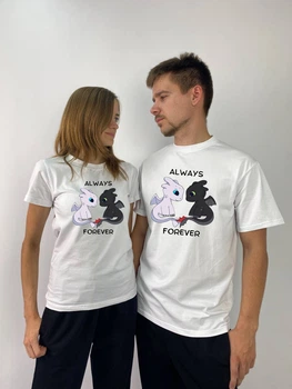 Футболки Оверсайз парні "Дракони", M\L, XL\2XL, білий (248)