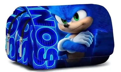Пенал Sonic шкільний Сонік Traveler на 3 відділення фіолетовий для ручок, олівців, приладдя