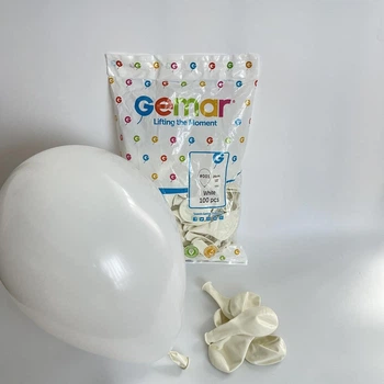 Повітряні Кульки 10" WHITE Упаковка 100 шт GEMAR