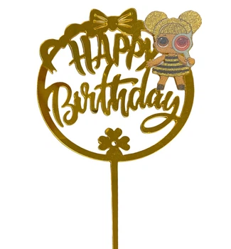 Топпер Для Торта Happy Birthday Лялька Лол Бджілка | Золото