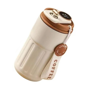 Термо стакан/кружка для кофе с индикатором температуры Coffee Sensor 450 ml бежевая (LB-163502)