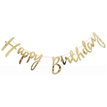 Гірлянда Паперова Happy Birthday Золотиста