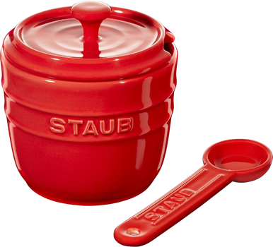 Pojemnik na sól Staub Storage z łyżeczką czerwony 9 cm (4009839360688)