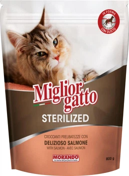 Сухой корм для стерилизованных котов Migliorgatto Sterilized с лососем 800 г (8007520014915)