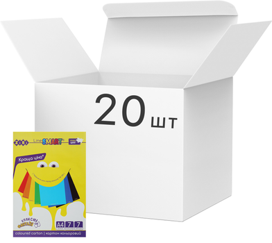 Набор цветного картона ZiBi А4 7 листов 7 цветов 200 г/м2 20 упаковок (ZB.1955)