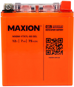 Мото аккумулятор Maxion YTX7L-BS GEL 12 В 7 А/час 75 A (4820219072232)