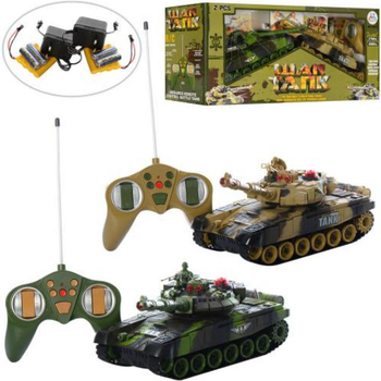 Игровой набор 2в1 танки на радиоуправлении 31 см 9993-2PC на аккумуляторе звуковые эффекты хаки