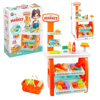 Іграшковий набір "Маркет" 0730 (3) "Technok Toys", 33 елементи, наліпки, гроші, банківський термінал, тортівниця, продукти, в коробці