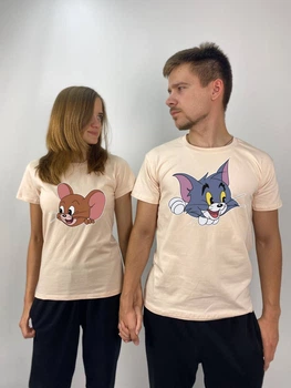 Футболки парні "Том і Джеррі", S ,XL, Таш (324)