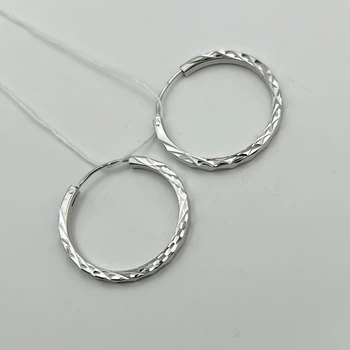 Сережки-кольца серебряные с алмазной гранью d=24мм 1,95 г