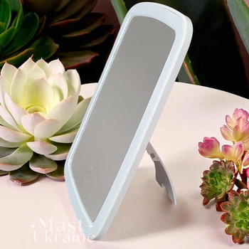Дзеркало косметичне для макіяжу зі світлодіодною LED підсвіткою Makeup Mirror , прямокутне настільне дзеркало із сенсорним керуванням, 3 режимами освітлення та регульованим кутом нахилу Біле MP11-R8-White