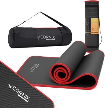 Коврик спортивный Cornix XR-0094 NBR 183 х 61 х 1 см для йоги и фитнеса Черный/Красный