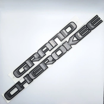 Эмблема надпись Grand Cherokee Jeep (ABS, чёрный+серый, матовый)