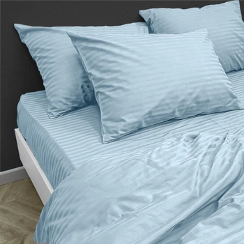Комплект постільної білизни Zastelli полуторний 145x210 см Blue Блакитний Stripe сатин полібавовна (2100000287155)
