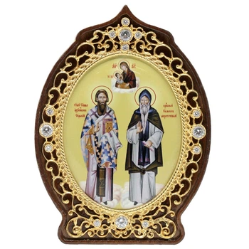 Икона латунная в позолоте Святой Симеон и Святой Савва Сербский BGH09006LP