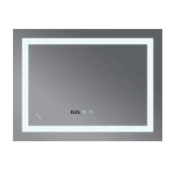 Зеркало Mixxus WARM MR02-70x50-CASE с LED Touch, Anti-fog, димером, рег. яркости, часами (MI6669)