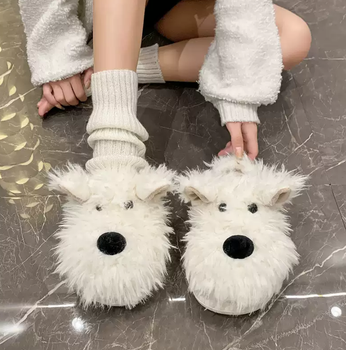 Домашні капці-шльопки Кудлаті песики білі розмір 40