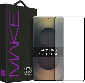 Защитное стекло для смартфона Samsung Galaxy S25 Ultra MAKE Ultra Glass Black (MGU-SS25U)