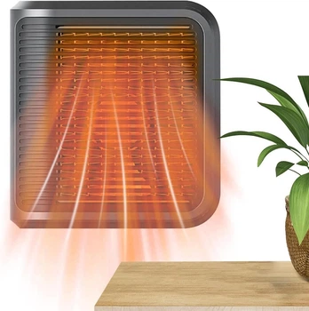 Тепловентилятор керамический портативный 800 Вт Warm Air Blower Heater, компактный настенный обогреватель для дома и офиса с поворотной вилкой, LED дисплеем и индикатором температуры Черный, AND-032