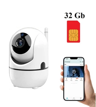 Домашня Wi-Fi IP камера відеоспостереження 2MP/1080P з картою пам’яті microSD 32ГБ, (F6-03392.card32)