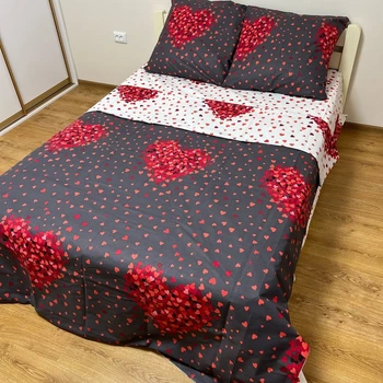Комплект постельного белья Soft полуторный ко дню св. Валентина сердечка 150х215 см
