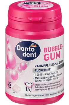 Жевательная резинка Dontodent Kaugummi Bubblegum от кариеса без сахара 25шт. Германия 4067796064735