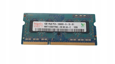 Оперативная память 1 ГБ, DDR3, для ноутбуков, Hynix (1333 МГц, 1.5 В, CL9, HMT112S6TFR8C-H9) Б/У