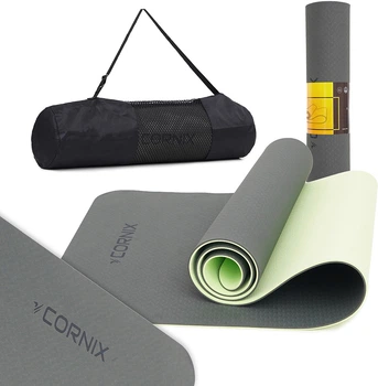 Коврик спортивный Cornix TPE 183 x 61 x 0.6 см для йоги и фитнеса XR-0002 Black/Green