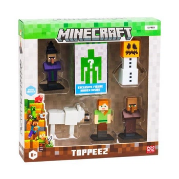 Набор фигурок-топеров Minecraft Ведьма, Волк, Алекс, Снеговик, Житель (MC2060/4) (10-602294)